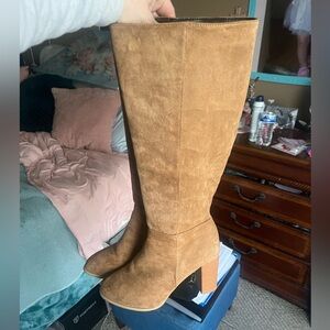 Suede apricot/tan over the knee boots, in U.S woman’s size 8